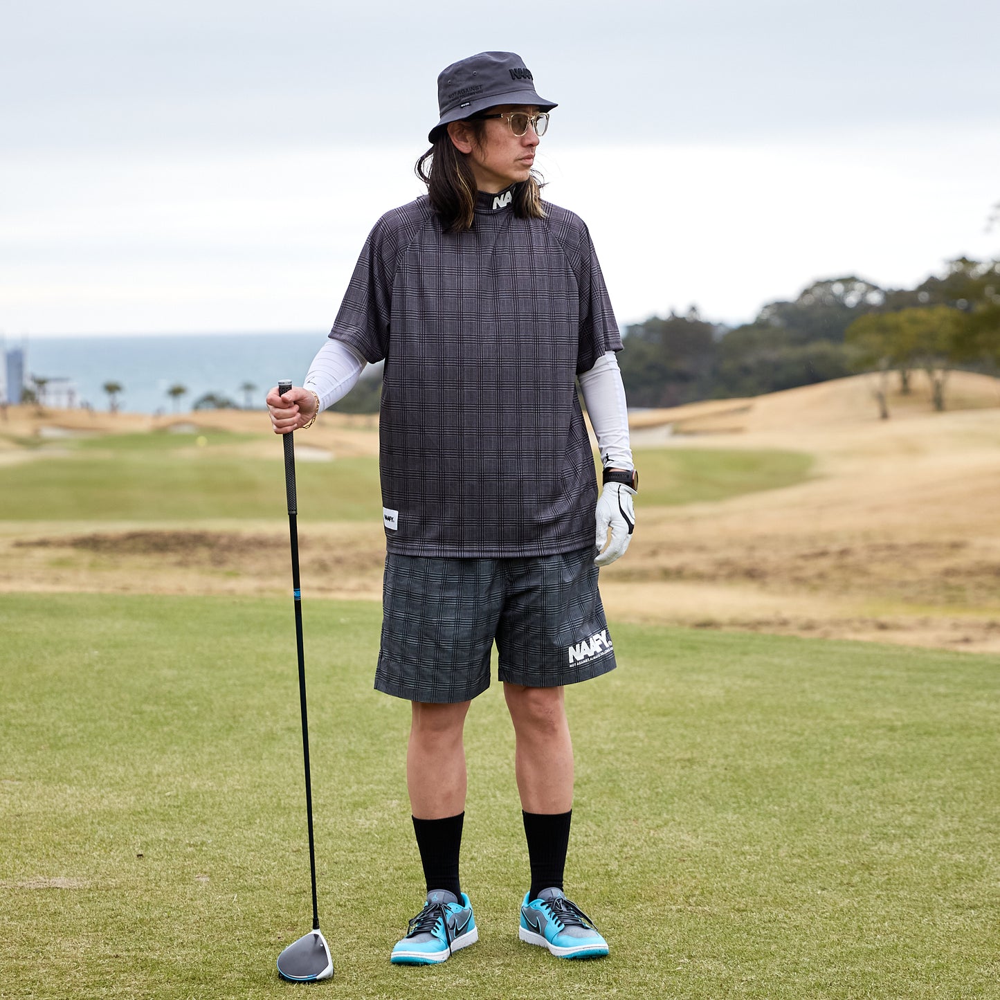GLEN CHECK NYLON SHORTS