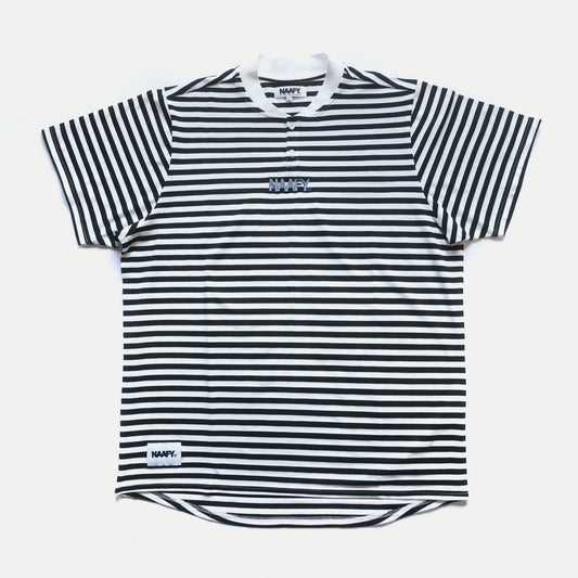 S/S STRIPED POLO COLLAR LESS