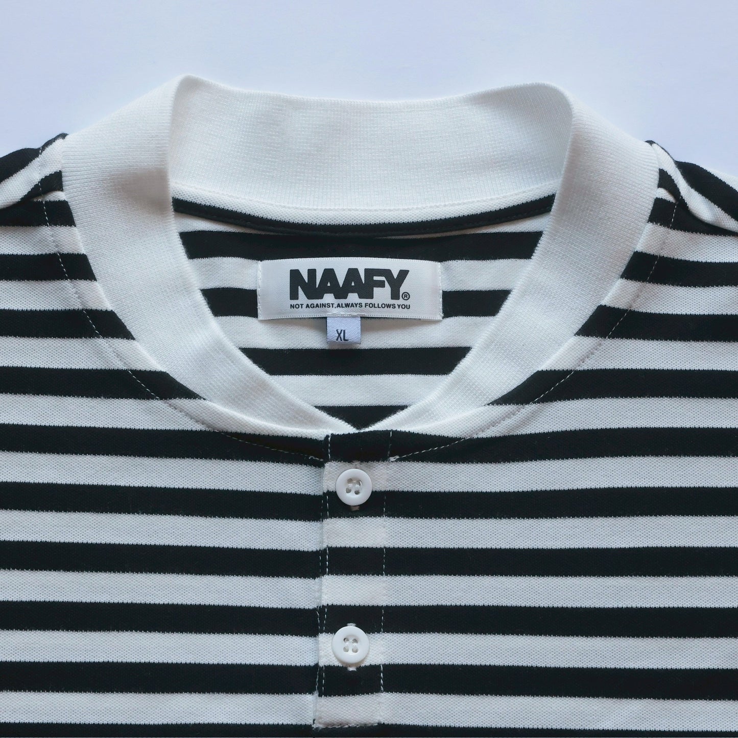 S/S STRIPED POLO COLLAR LESS